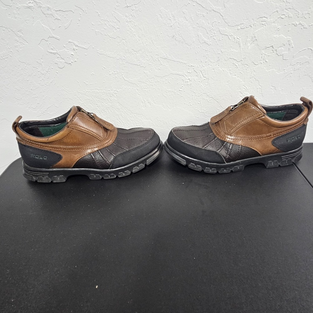 Polo Sport Ralph Lauren Leather Shoes Ankle Boots Sz 8 D Brown Preppy Outdoors - Picture 2 of 13
